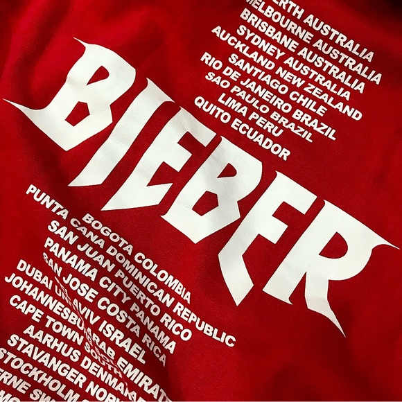 Red Justin Bieber World Tour Hoodie - Picture 5 of 7